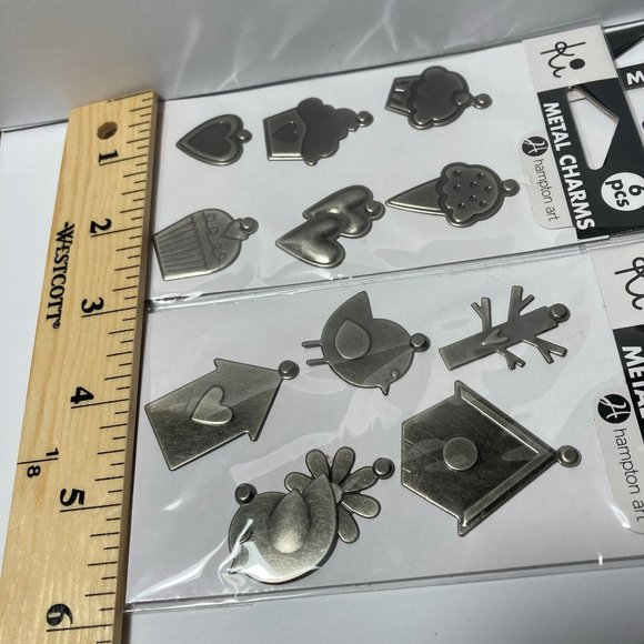 Metal Charms Paper Crafts Card Making Scrapbook Words Butterfly Bird Cupcake - Picture 7 of 10